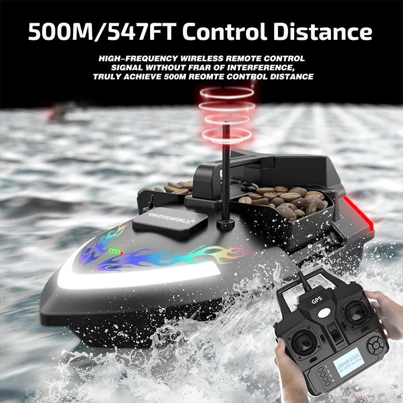 Imagem -05 - Vwvividworld-rc Barco de Pesca Luz Noturna Cruzeiro Retorno Correção de Rota 40gps Carregamento 2kg 500m 24000mah40gps Novo 2023