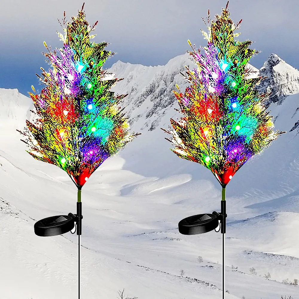 

Solar Christmas Tree Decor Lights Outdoors LED Waterproof Lawn Garden Patio Porch Landscape Lamps New Year Party Christmas Gifts