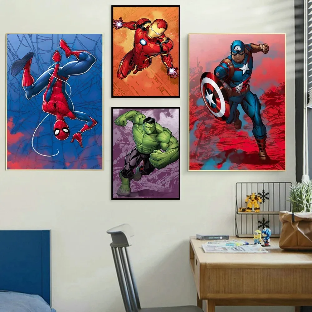 Avengers Superhero Captain America Hulk Prints Unframed Canvas Painting House Wall Decoration Wall Art Picture Housewarming Gift