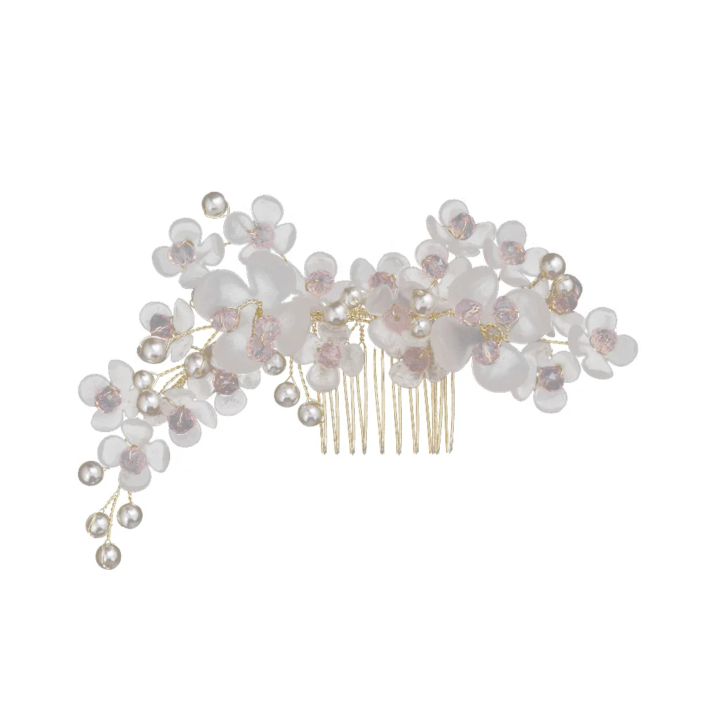 

Crystal Flower Hair Comb Fashion Headdress Wedding Bridal Hair Ornament Party Photo Prop (Golden) Bridal Headdress