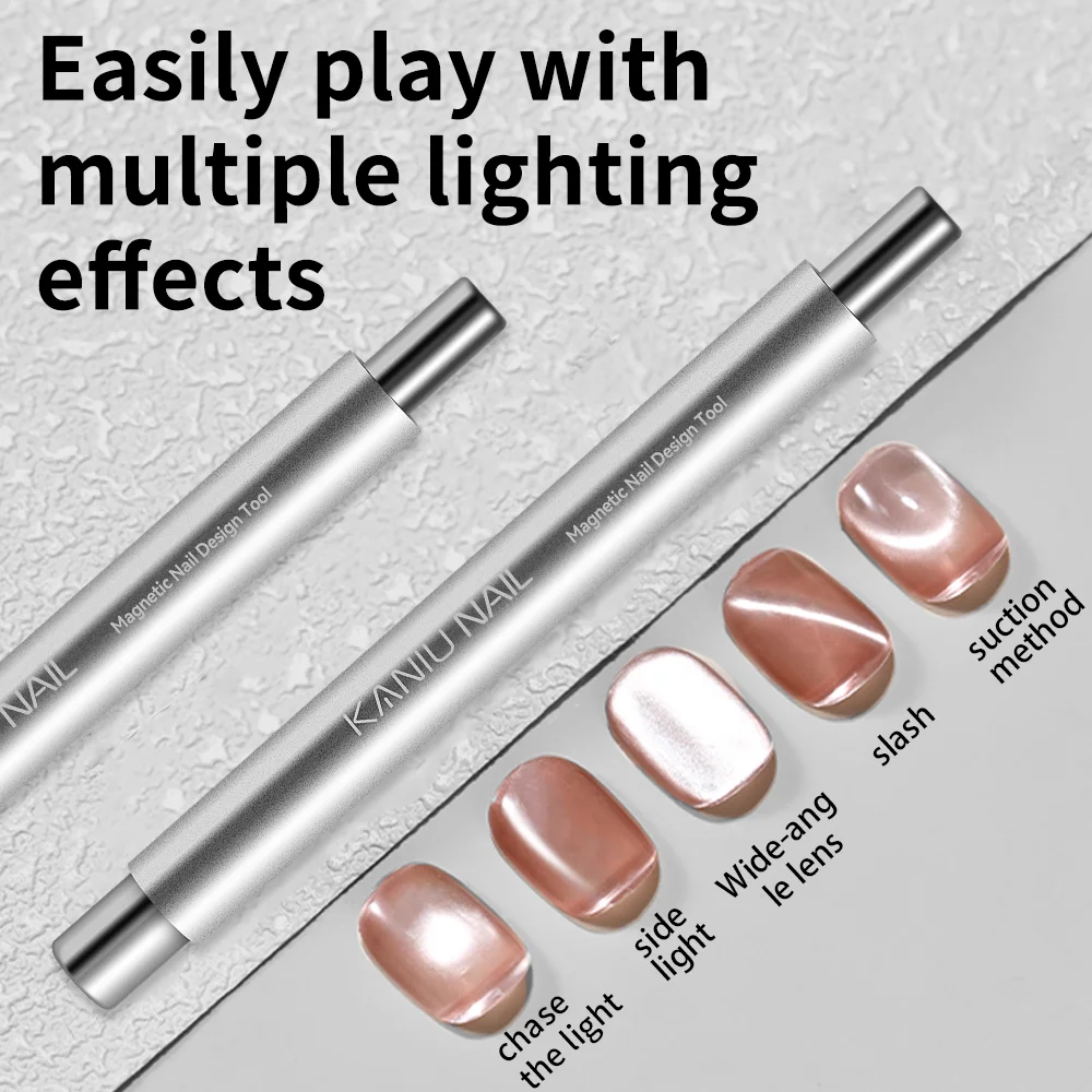 Double Head Cat Eye Magnet Stick Gold Silver Cylindrical Nail Art Tool for UV/LED Gel Polish,Manicure Design Magic Wand
