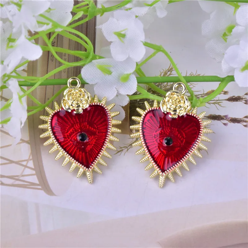 10pcs/pack Flower Evil Eye Heart Gothic Style Metal Charms DIY Earring Bracelet Jewelry Making