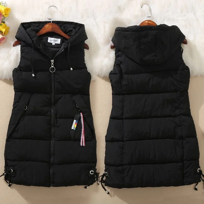 Autumn Women Vest Winter Puffer Parkas Coat 2023 New Casual Pocket Hooded Waistcoat Female Sleeveless Jacket Outerwear