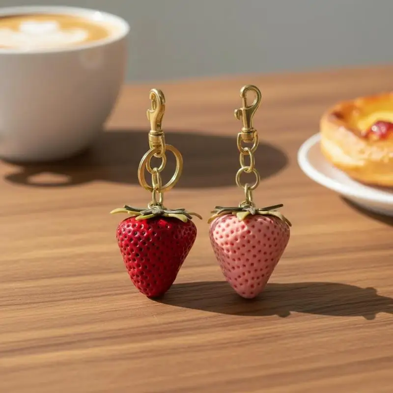 Strawberry Themed Keychain Cute Cartoon Bag Charm Portable Lightweight Bag Decoration for Kids Girls Party Favor Gift