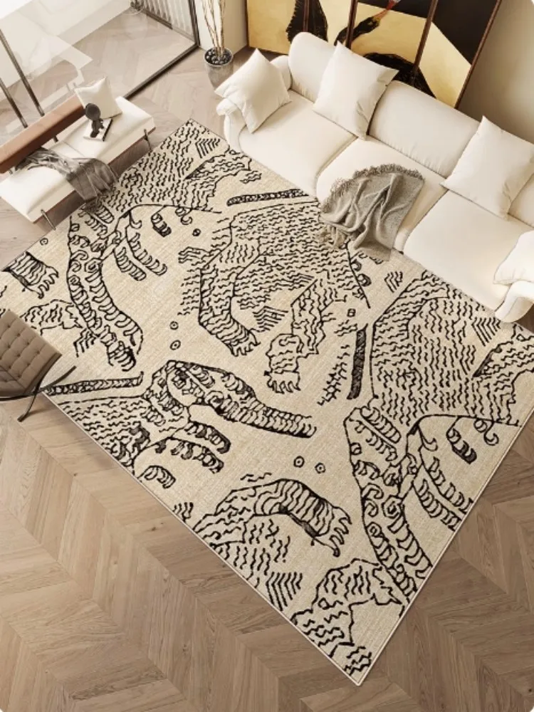 

VIKAMA Antique Style Rug Waterproof and Anti-Slip Floor Mat Retro Living Room and Bedroom Carpet Home Decoration