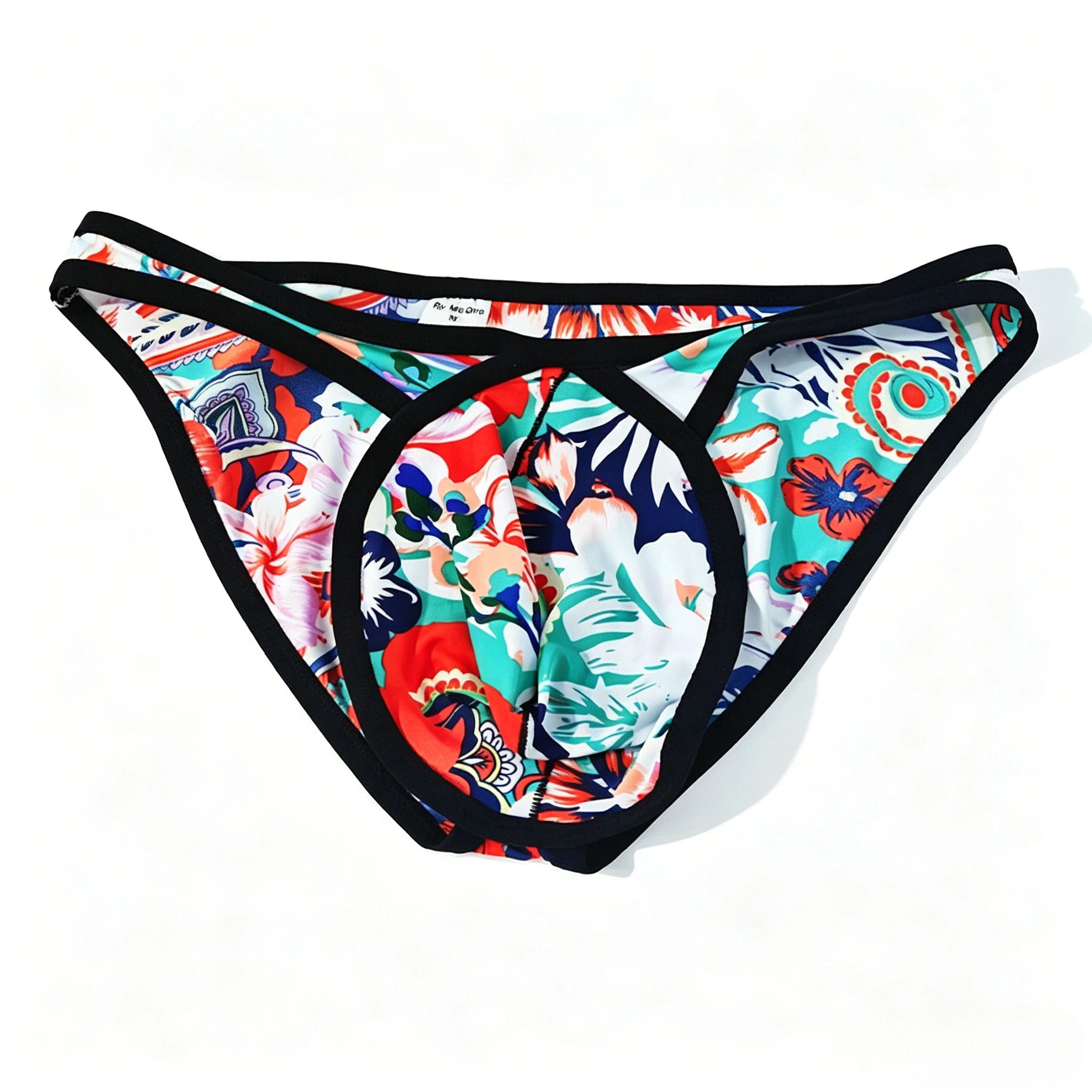 Men's Floral Print Jockstrap Sexy Low Waist G-String with Karen Space Logo Waistband Teenager Fashion U Convex Pouch Underpants