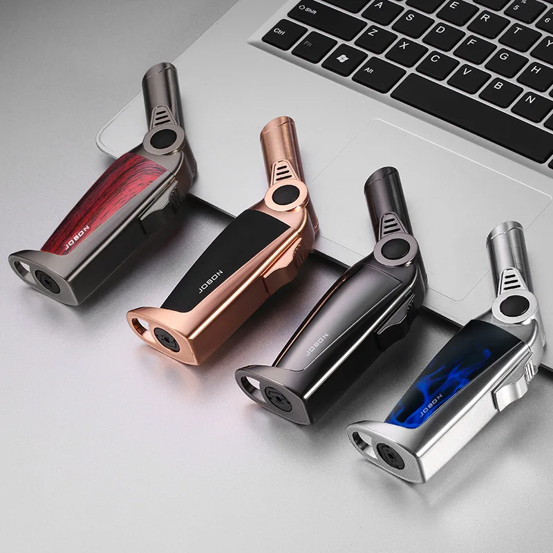 2024 JOBON Metal Bench Welding Gun Windproof Strong Jet Blue Flame Butane Gas Lighter Outdoor BBQ Kitchen Cigar Lighters Smoking