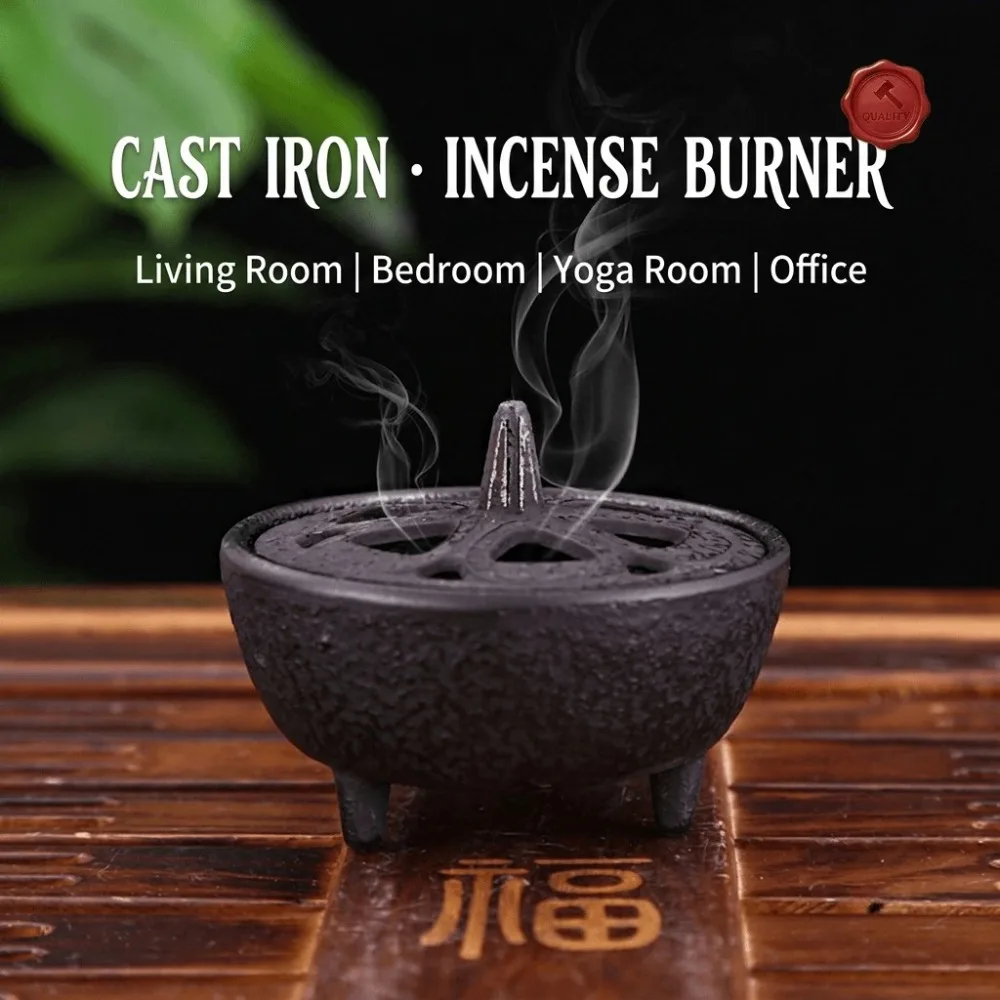 1pc Cast Iron Cauldron Smudge Pot Incense Holder for White Sage, Palo Santo, Yoga Meditation and Ritual Home Decor Women's Gift