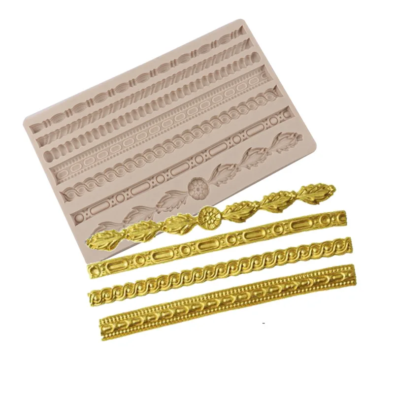 European Relief Fondant Cake Silicone Mold, Twisted Rope Mold for Cake Border Chocolate Decor Baking Tool