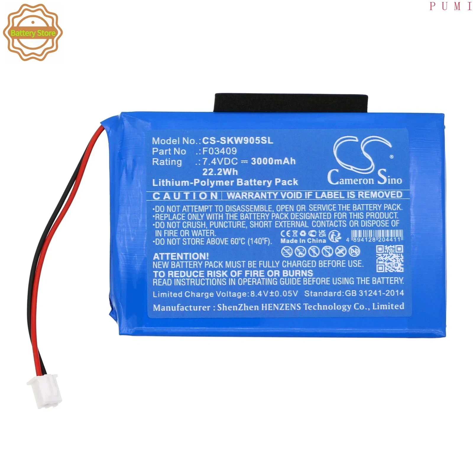 CS Replacement Battery for Satlink Data Satellite Signal Finder Dvb-S Digital Lcd,WS-6902,WS-690 PN:F03409 3000mAh / 22.2Wh