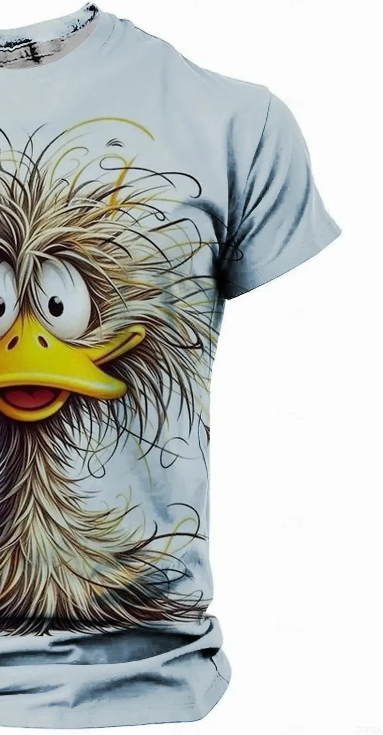 الحيوان بطة نمط الرجال 3D مطبوعة تي شيرت الصيف الشارع عارضة الرياضة جولة الرقبة قصيرة الأكمام الرجال أعلى