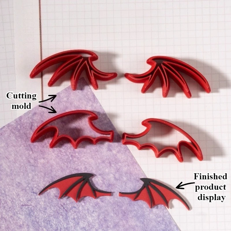 Q نسخة الترا ضوء الطين دمية 2/3 سنتيمتر الجناح قطع قالب الملاك/الشيطان/الطائر الطنان الجناح لتقوم بها بنفسك دمية شخصية كرتونية الجناح التصميم أداة