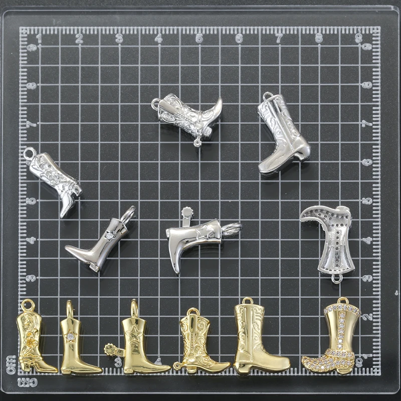 ZHUKOU Brass Metal Charm Knight Boot-Shaped Pendant Unisex Hip-Hop Y2K Style Jewellery Making Accessories:VD2127-VD2130