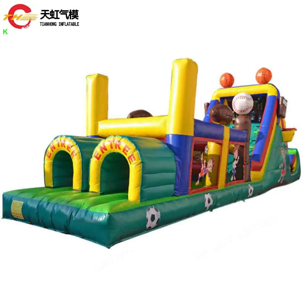 Sea Ship 40ft Giant Inflatable Obstacle Course Sport Game Football Rugby Basketball 3 IN 1 Inflatable Obstacle Running Games