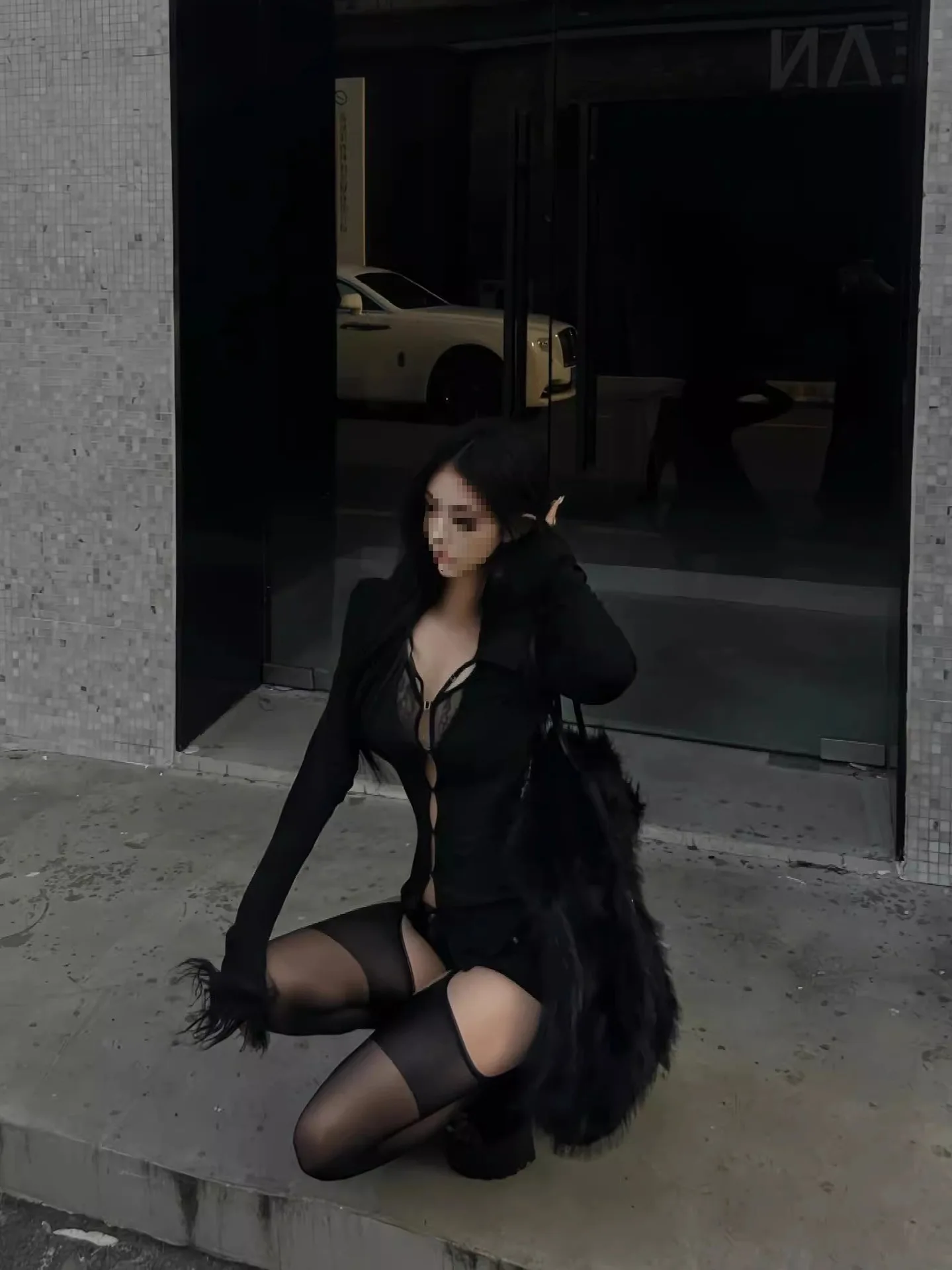 Korean Spicy Girl V-neck Hollow Out Long Sleeved T-shirt Fashion Y2k Lace Splicing Slim Fit Sexy Women Tees Corset Top