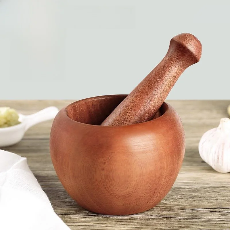

Manual Wooden Garlic Crusher Spice Grinder Pestle And Mortar Medicine Grinding Tool Kitchen Gadget Wooden Material