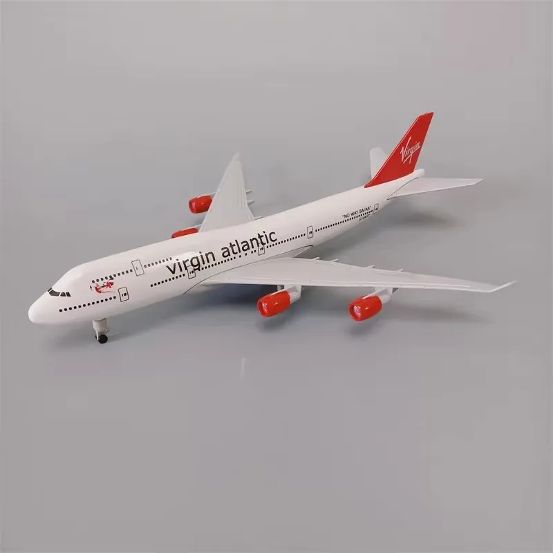 20cm b747 modelo de aeronave virgem atlântica boeing 747 brinquedos de avião de liga de metal fundido e trem de pouso série hobby