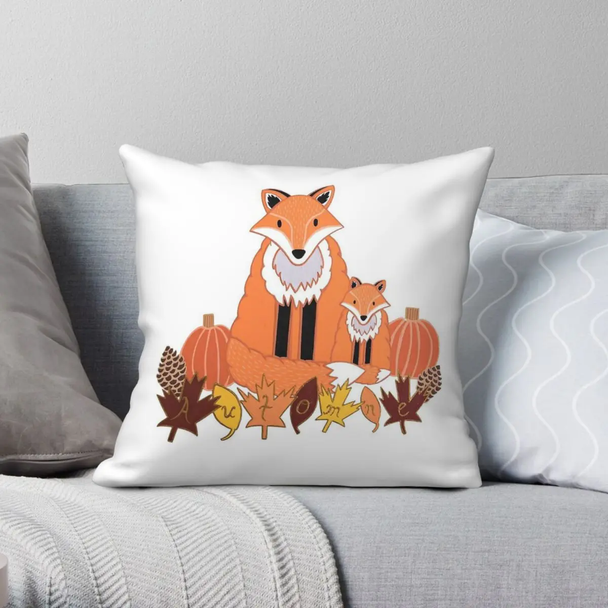 

Fox Animal Autumn Square Pillowcase Polyester Linen Velvet Creative Zip Decor Throw Pillow Case Car Cushion Cover