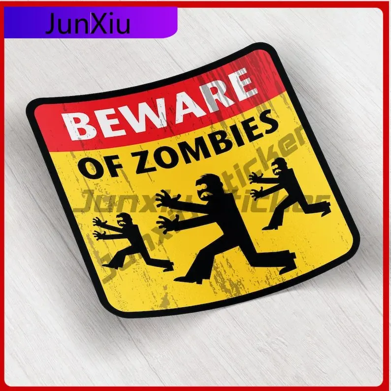 Beware Of Zombies Warning Sign Car Bumper Windows Windshield Funny Sticker Vinyl Decal Sticker Camping Car Decoration Motorcycle