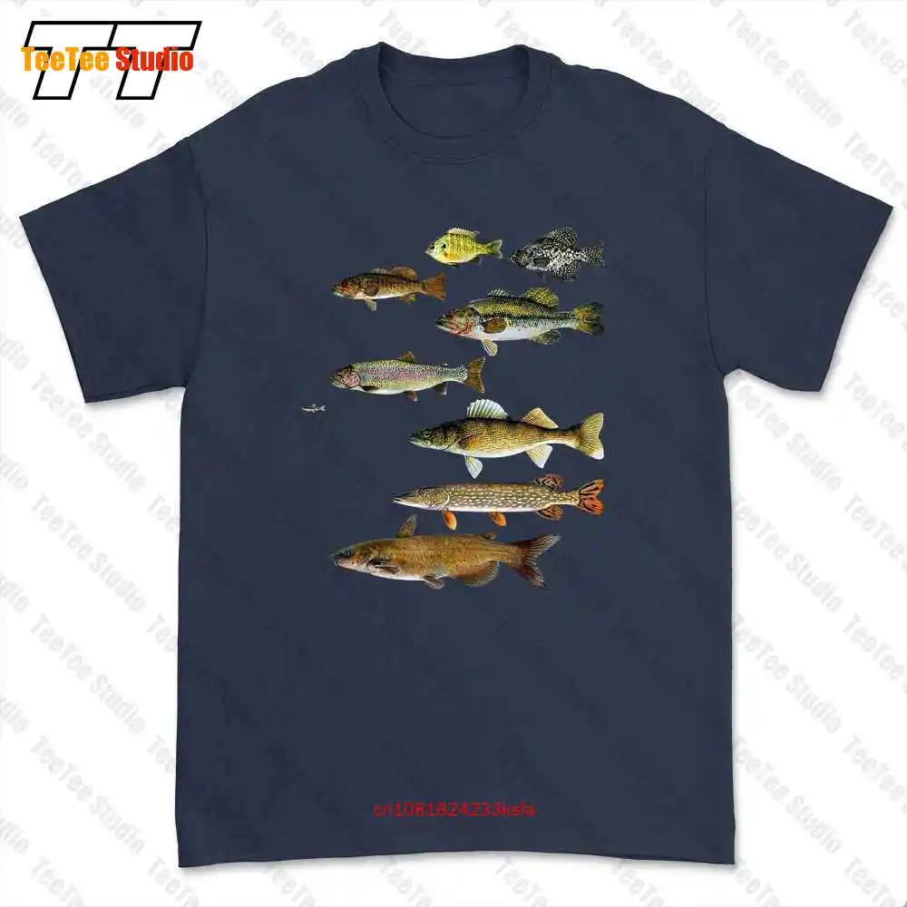 Fish Fishing, Crappie Walleye Bass Trout Catfish Minnow T-shirt Tee AQZ5