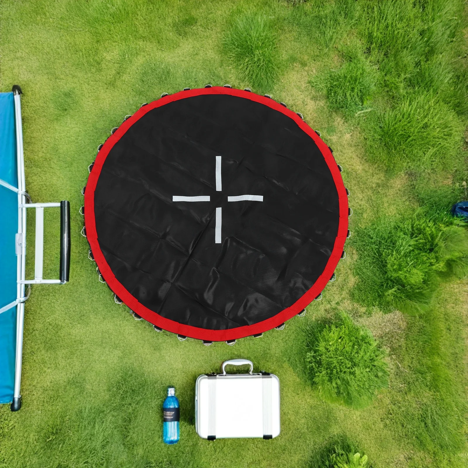 Tapete de substituição de trampolim redondo preto de alta elasticidade durável ao ar livre almofada de salto interno para fitness diversão familiar respirável