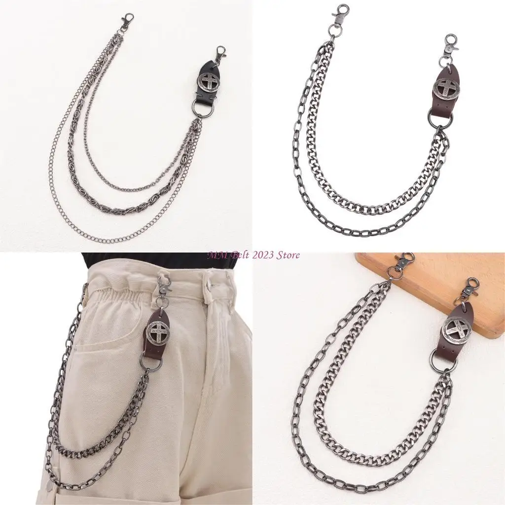 

49ME Гладкий ремень-цепочка из сплава Элегантный двухслойный ремень-цепочка Универсальная металлическая цепочка для вечеринок и