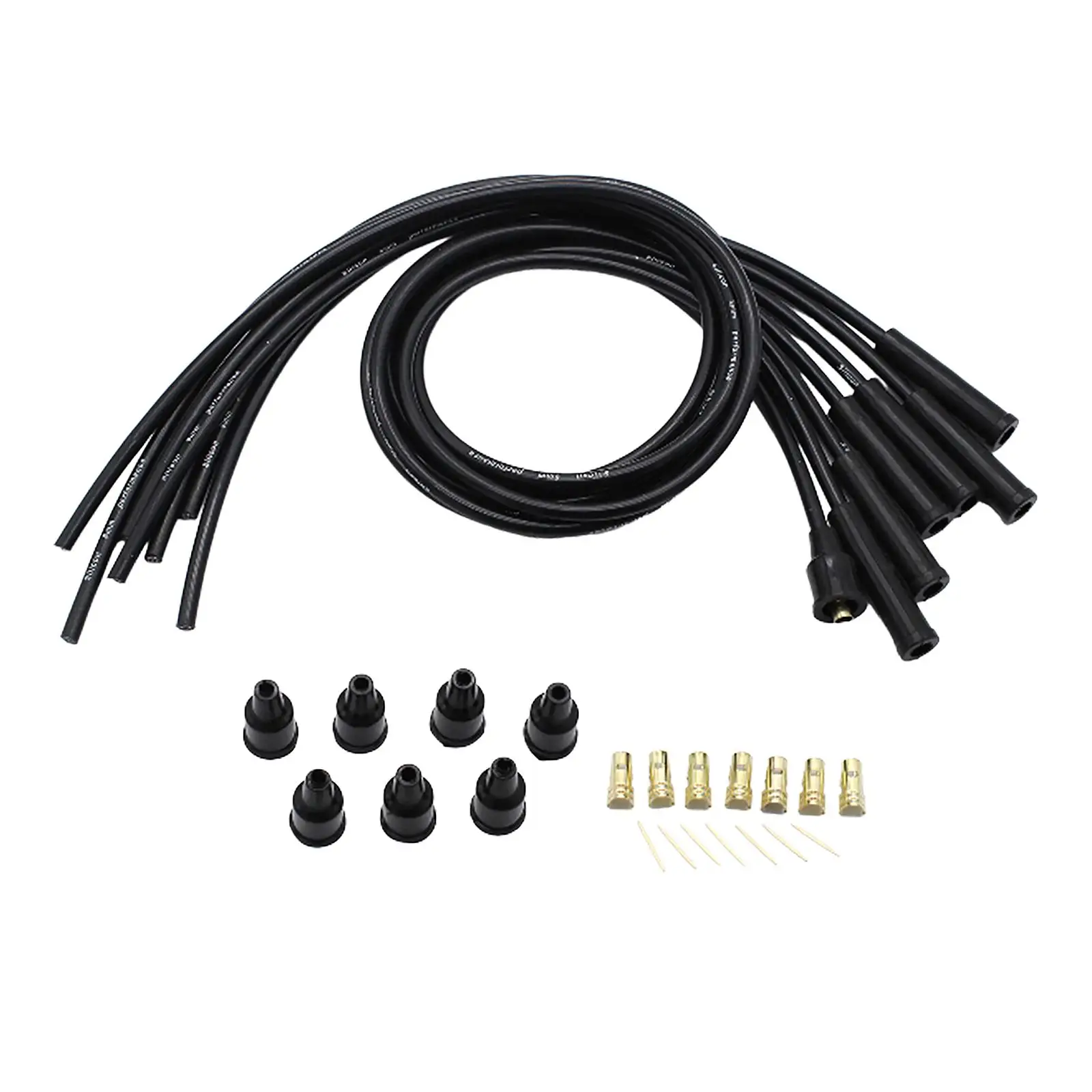 8mm Black Silicone HT Ignition Wires Easy to Use Easy Installation Assembly Spark Plug Cables for 6 Cylinder Classic Cars