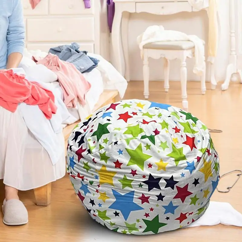 Sarung tas kacang anak, Beanbag pola lucu kursi untuk anak-anak boneka hewan penata kamar anak-anak dengan pegangan ritsleting besar