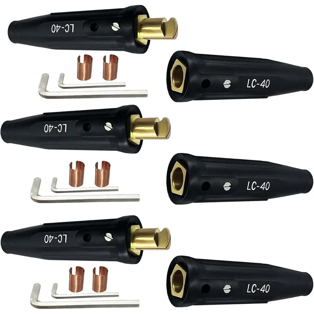 A78I 3 Pack LC-40 Welding Leads Quick Connector,Male & Female Welding Connectors, for 1/0 and 2/0 Welding Cable Size Capacity