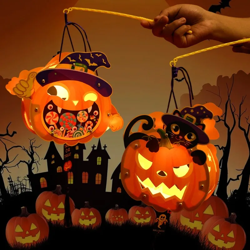 

Luminous Evil Pumpkin Lantern Halloween Pumpkin Lantern Handheld Glowing Decorative Lamp for Children's DIY Costume Party Decor