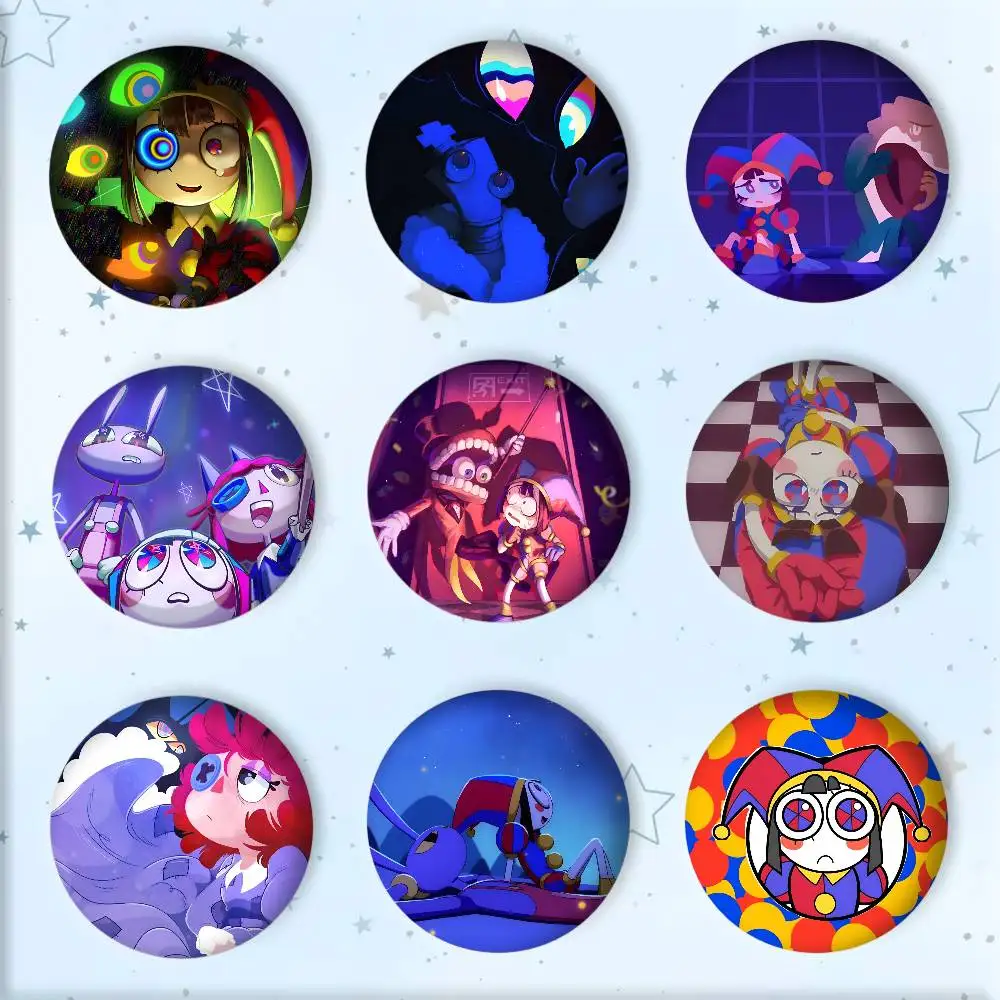 Anime The A-Amazing Cartoon D-Digital CircuS Badge Round Art Brooch Clothes Backpack Accessories Lapelnd Laserh