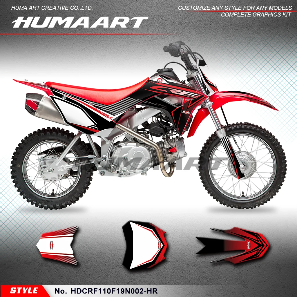 

HUMAART Motocross Graphics Decals Stickers Kit for Honda CRF110F CRF 110F 2019 2020 2021 2022 2023 2024, HDCRF110F19N002-HR