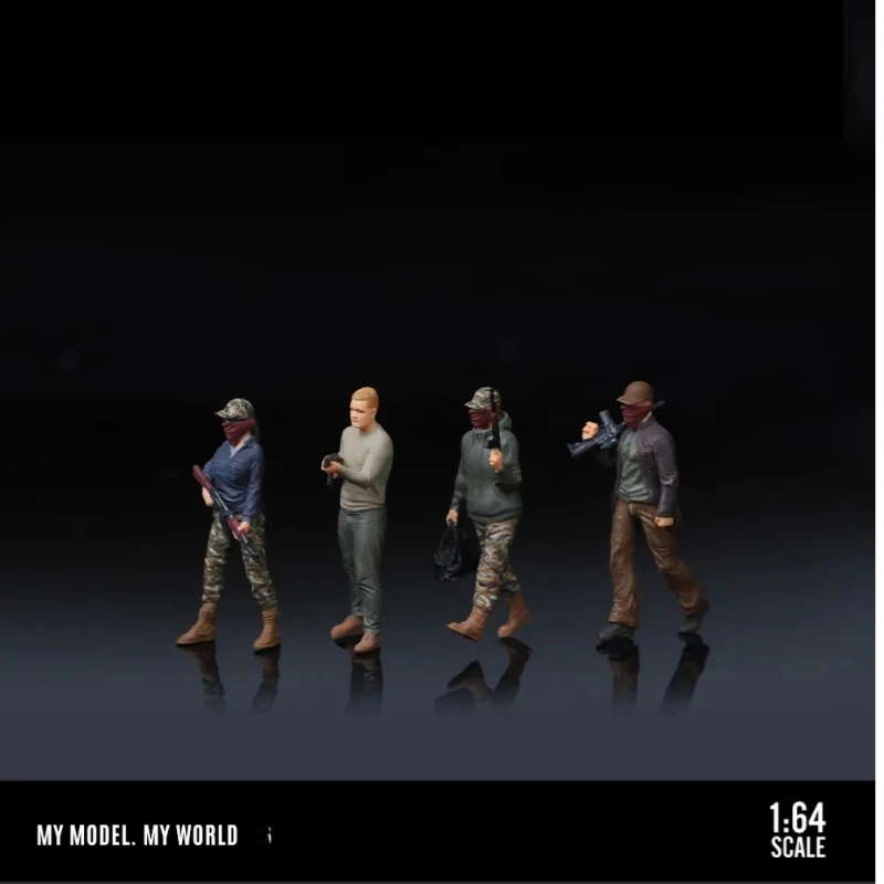 2025 ใหม่ 1/64 Scale 4Pcs เรซิ่นโมเดิร์นติดอาวุธตุ๊กตาชุด 4 ทหารฉากอุปกรณ์เสริม DIY Action Figure คอลเลกชันของขวัญของเล่น