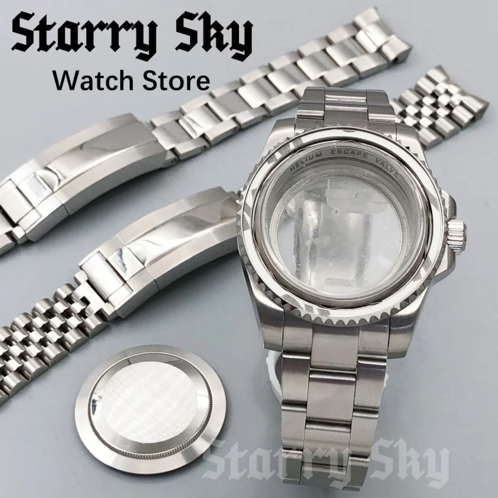 

Звездное небо 40 мм сапфировое стекло нержавеющая сталь серебряный корпус часов без рамки часов подходит для NH35/ETA PT5000 автоматический механизм