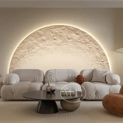 Moon living room decorative painting high-end bedroom bedside led light modern background wall hanging painting