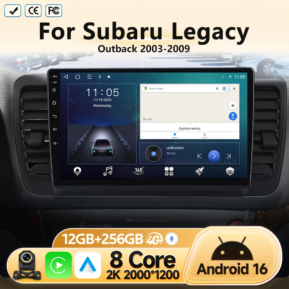 4G BT Head Unit For Subaru Legacy Outback 2003 2004 2005-2009 GPS Navigation Multimedia Video Player Car Radio Android Auto DSP