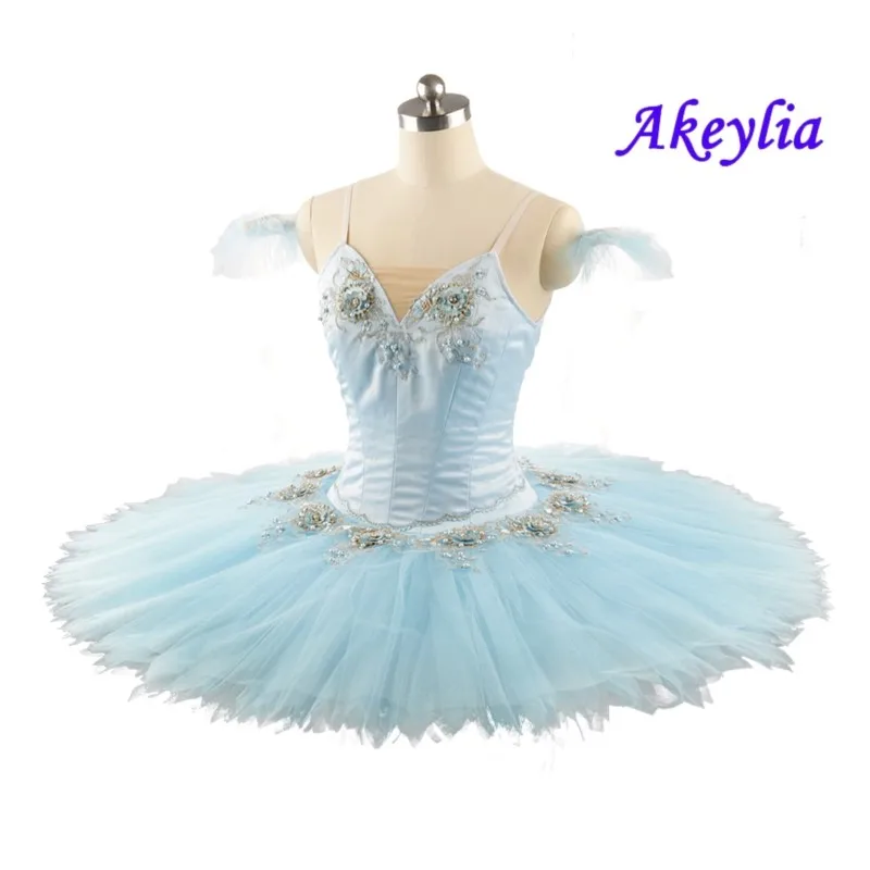 News! Pale blue bird Professional tutu Ballet girls competition sleeping beauty pancake ballet costume tutu dress adult JN0167