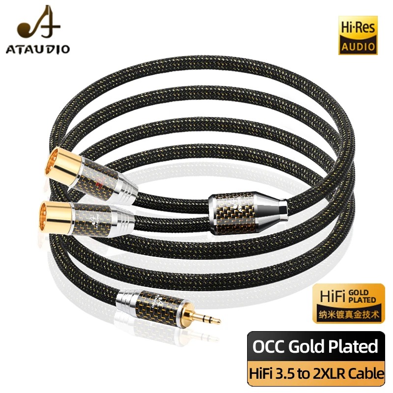 High Quality HiFi 3.5mm to 2XLR Cable OCC Gold-plated 3.5mm Stereo to 3 Pin XLR Balanced Audio Cable for Mixer Amplifier