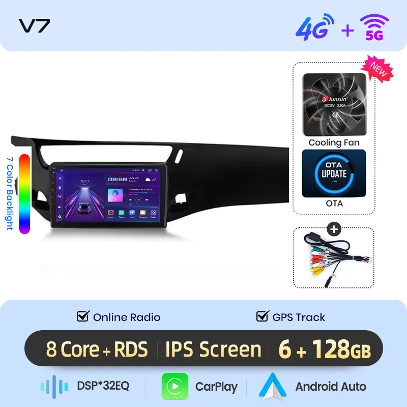 Junsun Android Auto autoradio voor Citroen C3 DS3 2010 2011 2012 2013 2014 2015 2016 Multimedia draadloze Apple CarPlay slimme intelligente systemen IPS touchscreen stereo videospeler 2 Din autoradio