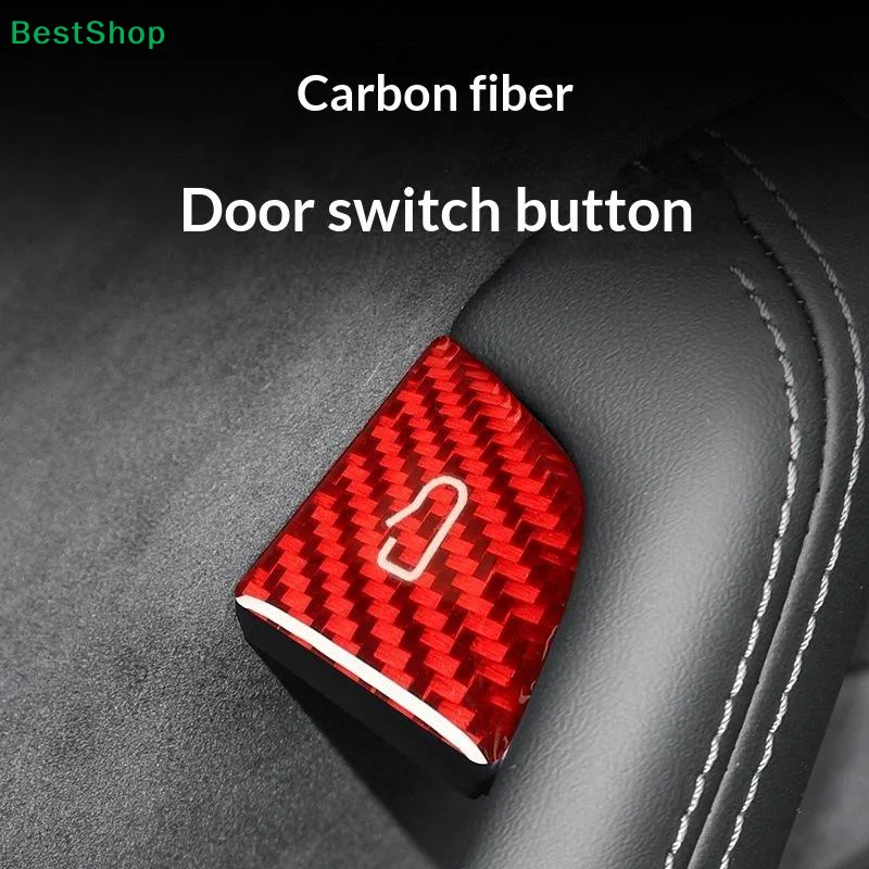 For Model 3/Y/YL Juniper Carbon Fiber Car Interior Door Switch Button Protection Trim Stickers Anti Scratch Accessories