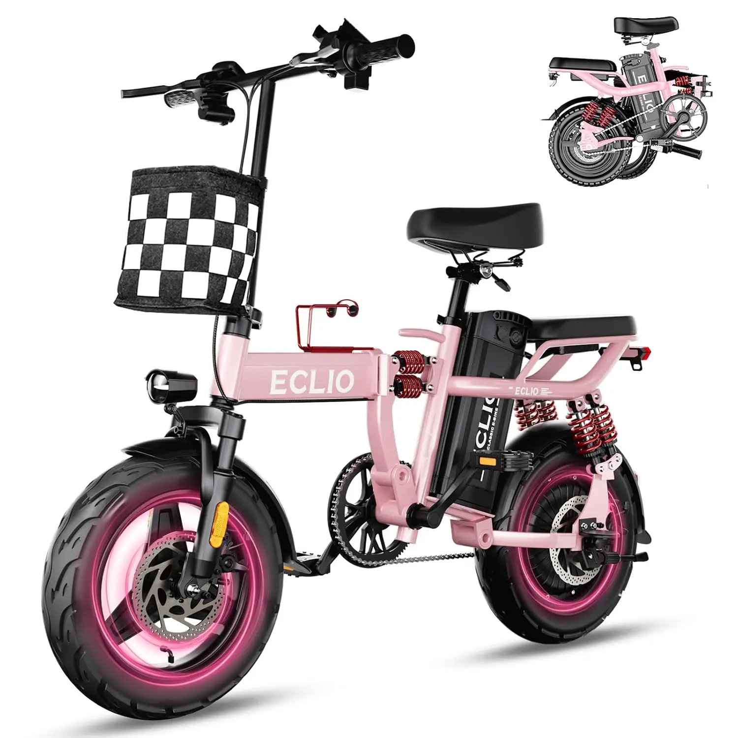 Folding Electric Bike Adults 800W Motor 25MPH 48V 14Ah Battery 35-55Miles 14in Lightweight Portable Men Women Teens, Customized