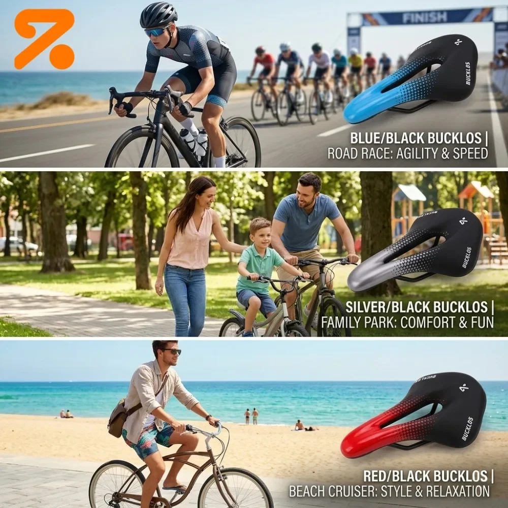 BUCKLOS Hohler Rennradsattel, atmungsaktiver Fahrradsitz, wasserdichte Oberfläche, Fahrradsattel für Mountainbike und Gravelbike – Detail 5