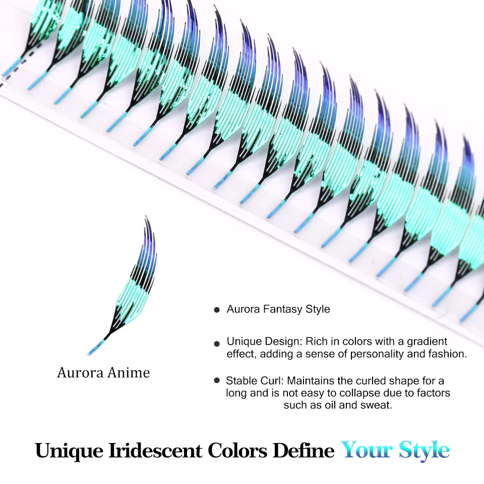 New Fashion Shiny Tinsel Comic Spire Ciglia Estensione Olografica Manga Ciglia Finte Anime Ciglia Colorate Per Natale