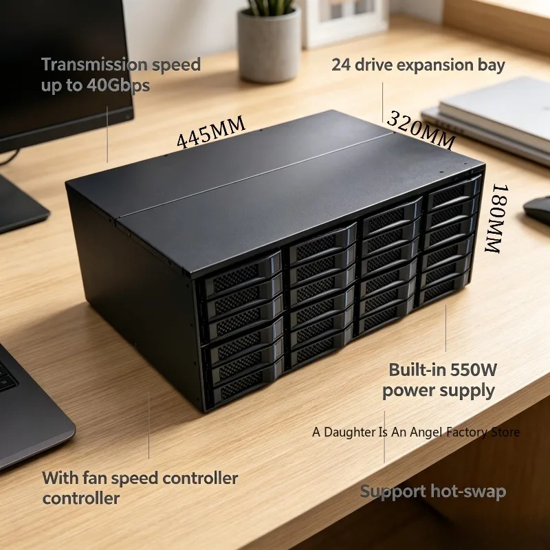 Metal M424 4U can cabinet 24 disk position 12G high speed storage expansion cabinet black skirt NAS built-in power supply