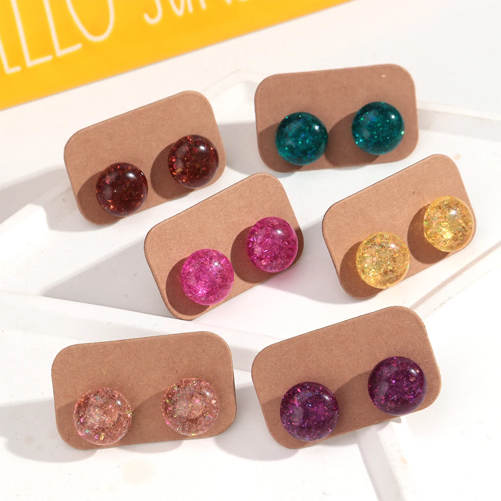 

Glitter Colorful Acrylic Circle Stud Earrings for Women Girls Small Resin Round Geometric Statement Earring Fashion Jewelry Gift