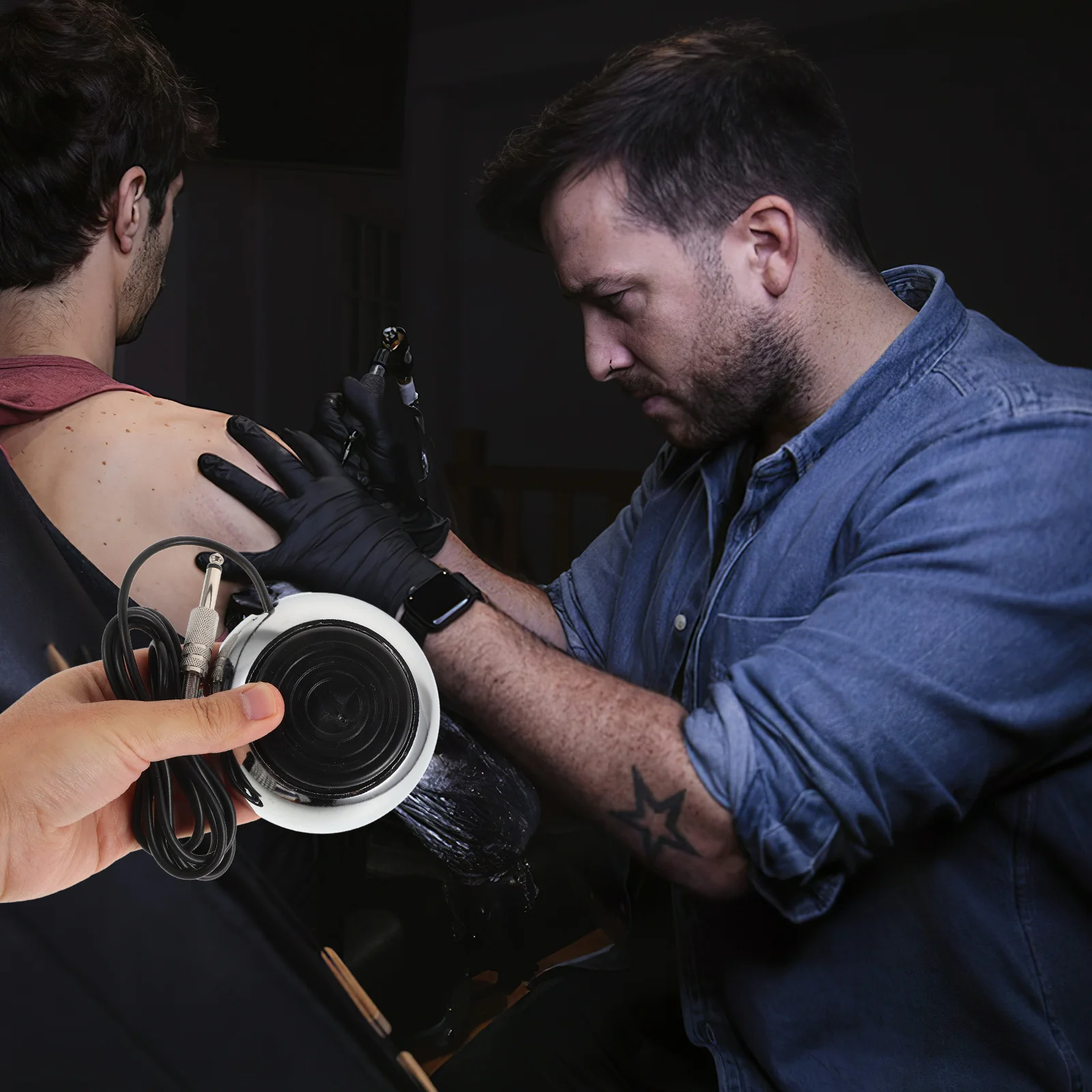 

Round Tattoo Foot Pedal Stainless Steel Soft Wire Stable Current Output Portable Pedal Switch For Tattoo Machine Tattooing