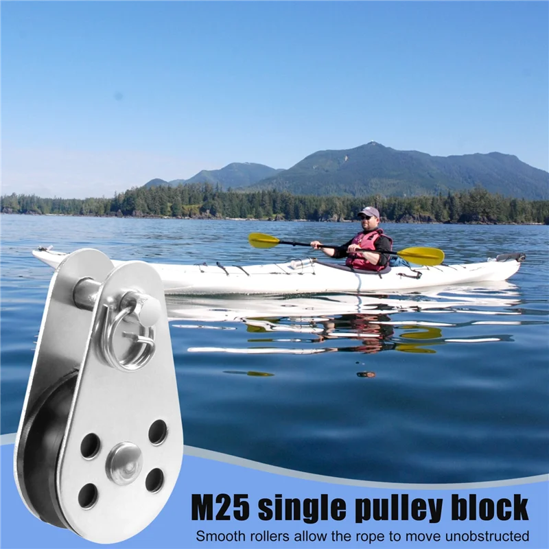 A23E-5PCS ステンレス鋼 M25 プーリーブロック吊り下げワイヤー牽引ホイールリフティングワイヤーロープケーブルプーリーローラー