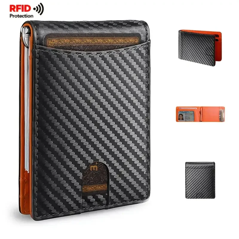 Rfid Carbon Fiber Luxury Men Wallets Money Bag Slim Thin Man Card Holder Wallet for Men Small Short Purse Male Vallet Billfold