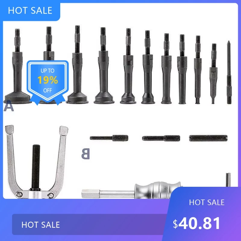 

0728 16PCS Motoren Blind Loch Guide Lager Puller Interne Extractor Installation Removal Tool Kit mit Rutsche Hammer