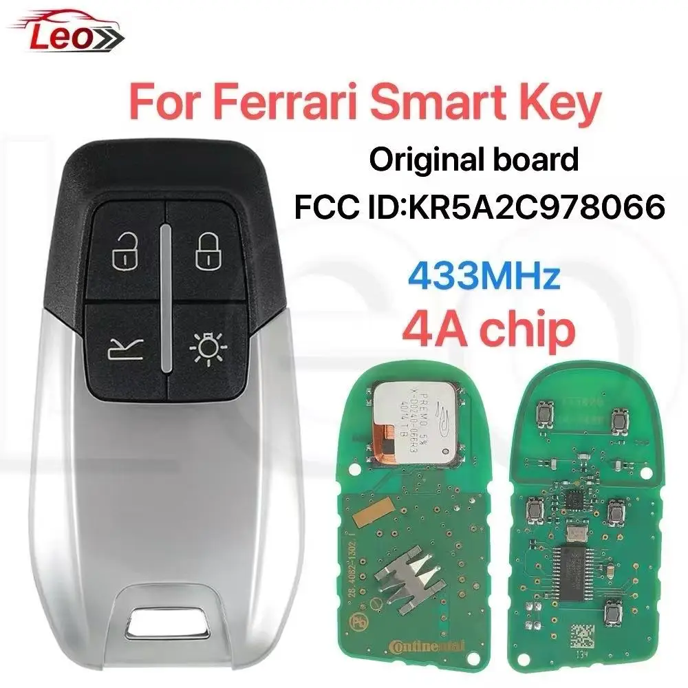 

Leo FCCID:KR5A2C978066 High-quality four-button 433MHz 4Achip car smart key For Ferrari 458 588 488GTB LaFerrari 2014-2020